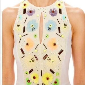 French Connection Lilli‎ Sequins Flared Party Dress Women's 2 Ivory Lined